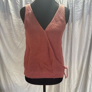 Chic Pink Knit Wrap Top